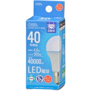 小形LED電球 E17 広配光 オーム電機