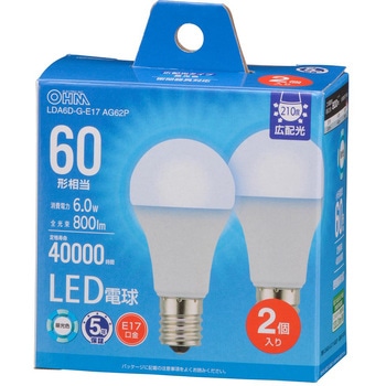小形LED電球 E17 広配光 オーム電機