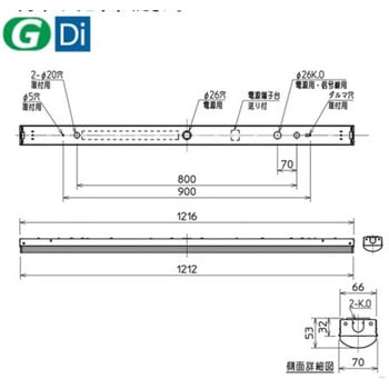 LEDライトユニット形ベースライト Myシリーズ 40形 直付形 トラフタイプ 三菱電機