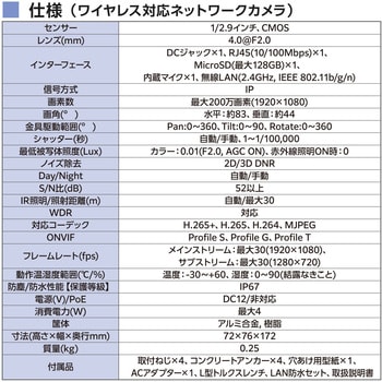 CNW3SZ11 ネットワークカメラ バレット型 200万画素 WDR対応 赤外線照射距離最大40m 夜間撮影 ワイヤレス 1個 DXアンテナ  【通販モノタロウ】