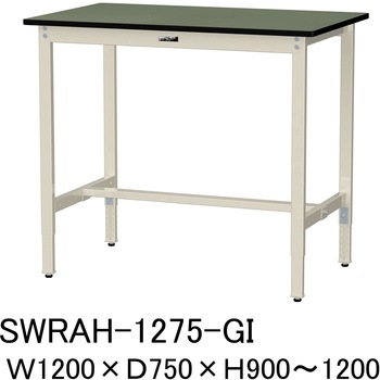 軽量作業台/耐荷重200kg_高さ調整H900～1200_塩ビシート天板_ワークテーブル300シリーズ 山金工業