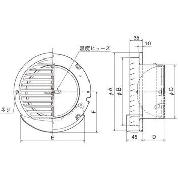 SUS製 ドレン皿付ベントキャップ 横ギャラリ FD72度 ドレン皿外付けタイプ メルコエアテクノロジー(メルコエアテック)