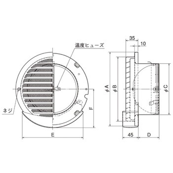 SUS製 ドレン皿付ベントキャップ 横ギャラリ 網10M FD72度 ドレン皿外付けタイプ - メルコエアテクノロジー(旧:メルコエアテック)