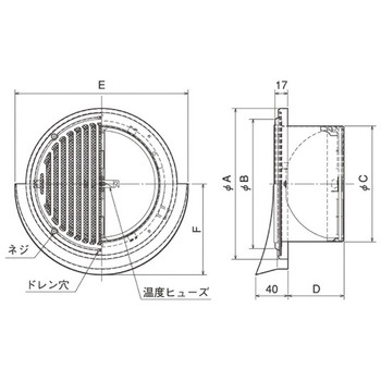 SUS製 薄形ベントキャップ 縦ギャラリ 網3M FD120度 左右両吹 ワイド水切 - メルコエアテクノロジー(旧:メルコエアテック)