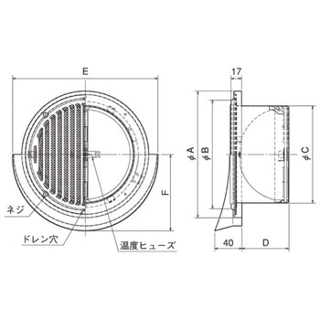 SUS製 薄形ベントキャップ 縦ギャラリ 網5M FD120度 左右両吹 ワイド水切 - メルコエアテクノロジー(旧:メルコエアテック)