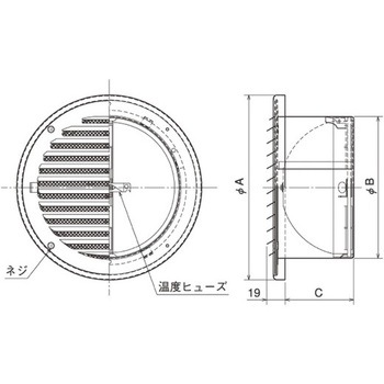 SUS製 薄形ベントキャップ 外向き横ギャラリ 網10M FD120度 メルコエアテクノロジー(メルコエアテック)