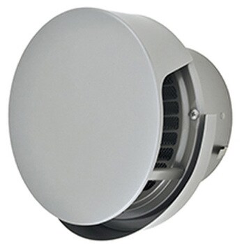 SUS製 丸形防風板付ベントキャップ 縦ギャラリ 網3M FD72度 覆い付 ワイド水切 - メルコエアテクノロジー(旧:メルコエアテック)