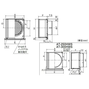 AT-250HWS-5M SUS製 深形スクエアフード 横ギャラリ 網5M ワイド水切 1