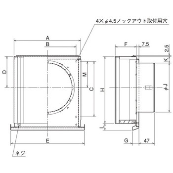 SUS製 深形スクエアフード 横ギャラリ 薄型小風量タイプ ワイド水切 メルコエアテクノロジー(旧:メルコエアテック)