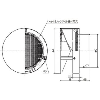 SUS製 耐外風ベントキャップ ギャラリ 網10M 壁汚れ低減タイプ メルコ