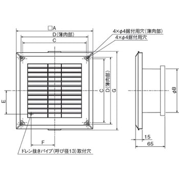給排気グリル 壁・天井・床据付タイプ 角形 風量調節付 メルコエアテクノロジー(メルコエアテック)