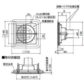 給排気グリル(セントラル換気用) 壁・天井・床取付タイプ 角形・薄形