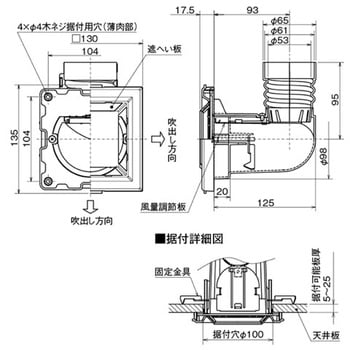 給気グリル セントラル換気用 壁 天井取付タイプ 角形 吹き出し方向選択形 風量調節付 メルコエアテック 通気口 通販モノタロウ At 50qkh