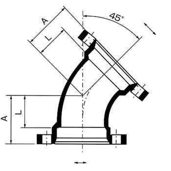 45°エルボ 排水鋼管可とう継手(MD継手) 東亜高級継手バルブ製造 排水