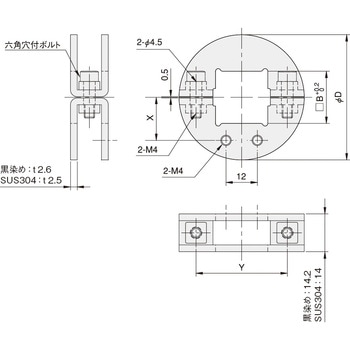 シャフトブラケット(角シャフト用) 2ネジ穴付タイプ 岩田製作所
