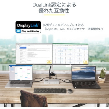 ドッキングステーション/USB-C/KVM機能/デュアルモニター/4K60Hz DP/5x USBハブ/有線LAN/90W/45W PD/PC CPU切替器 StarTech.com