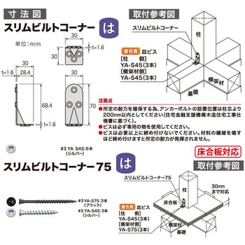 スリムビルトコーナー 八幡ねじ 柱接合金物・かど金物 【通販モノタロウ】