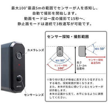乾電池式どこでもセンサーカメラ 盗難防止ワイヤーセット ホームテイスト