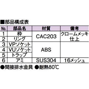 スーパートラップ付ホッパー(VP・VU兼用) アウス 排水ユニット