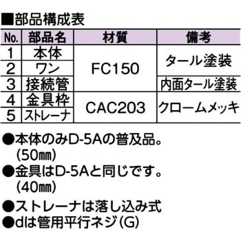 D-5AA 40 非防水用床排水トラップ(浅型) 1個 アウス 【通販サイト