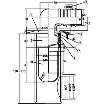 DZL-STCB1-VU 50x50 スーパートラップ付洗濯機用床排水金具VU専用(D-ZL