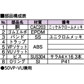 DZL-STCB4-PU 50x50 スーパートラップ付洗濯機用床排水金具50VP・VU