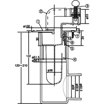 DZL-STCB4-PU 50x50 スーパートラップ付洗濯機用床排水金具50VP・VU