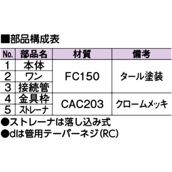 D-5B 100 防水用床排水トラップ 1個 アウス 【通販サイトMonotaRO】