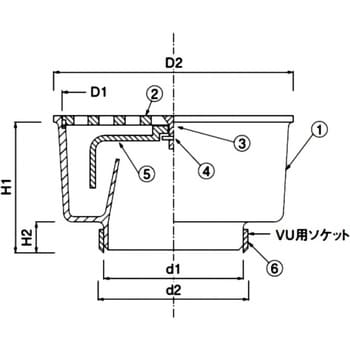 D-36V-PU 125X75 ワントラップ(VP・VU兼用) アウス 呼び125×75 D-36V