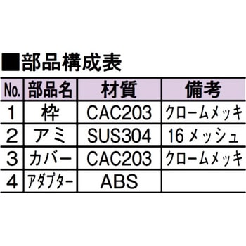 カバー付防虫目皿(VP・VU兼用) アウス