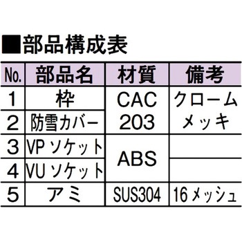 ツバ付カバー付アレスター(VP・VU兼用) アウス
