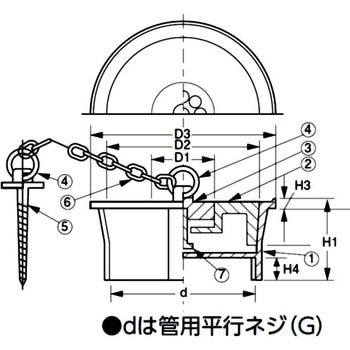 親子風呂共栓・金詰(内ネジ)