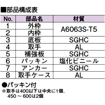 床点検口・アルミ目地(モルタル用)