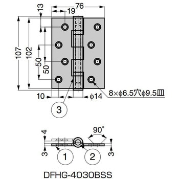 ステンレス ボールベアリング丁番 DFHG型 diffuL