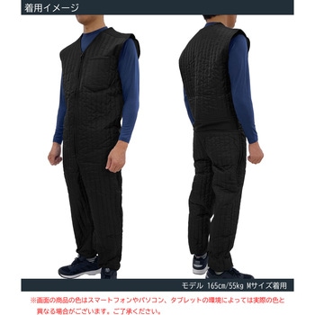 中綿キルトインナーつなぎ ブラック Struggler (トーマセンイ)