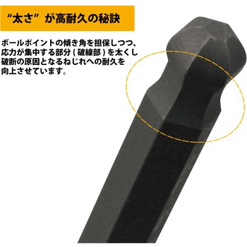 ブラックボールポイント六角棒レンチ ロング 9本組 ワイズ