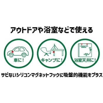 サビないマグネット 吸盤的機能付きシリコンマグネット マグプラス+ NCP-45R D型リングフック付き マグエバー