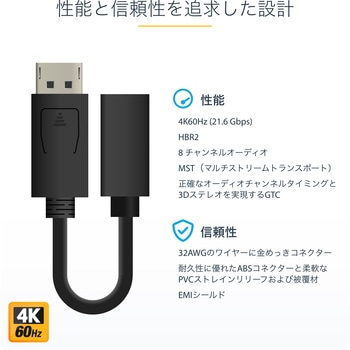 DisplayPort - Mini DisplayPort 変換アダプタ/15cm/ディスプレイポート1.2/4K60Hz/DP オス - mDP メス StarTech.com