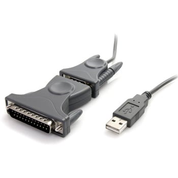 ICUSB232DB25 USB-RS232Cシリアル変換ケーブル (DB9-DB25変換コネクタ付き) 1x USB A オスー1x DB-9(D-Sub 9ピン) オス シリアルコンバータ/変換アダプタ StarTech.com 46242824
