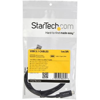 USBケーブル/USB 3.2 Gen 2 Type-A - Type-C/1m/10Gbps/オス オス/ブラック/充電 & データ転送 同期/タイプC コネクター StarTech.com