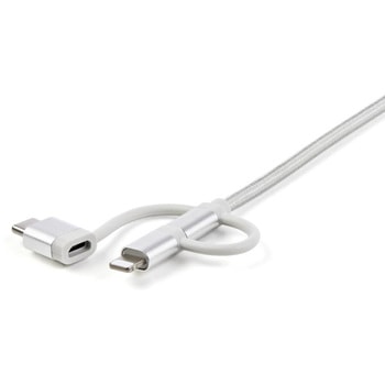 USB接続マルチ充電ケーブル Lightning/USB Type-C/Micro-USB対応 StarTech.com