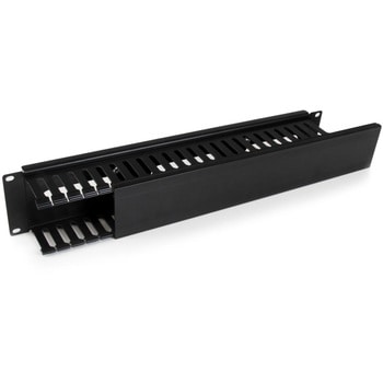 水平配線用ダクト付パネル(2U) カバー付きケーブルダクト サーバーラック/キャビネット用 StarTech.com