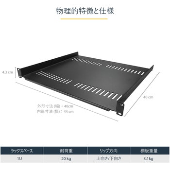 CABSHELF116V 1U 固定式サーバーラック棚板 放熱用スリット付き 奥行き