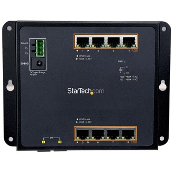 8ポートPoE+給電機能付きギガビットイーサネット対応マネージスイッチ 2ポートSFP搭載 ウォールマウント対応 StarTech.com