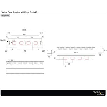 サーバーラック/キャビネット用縦型ケーブルダクト 1.8m ダクト型ケーブルマネージャー StarTech.com