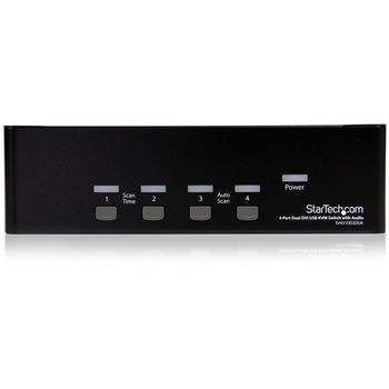 4ポート デュアルDVIモニター対応USB接続KVMスイッチ/PCパソコンCPU切替器 オーディオ対応/USBハブ搭載 StarTech.com