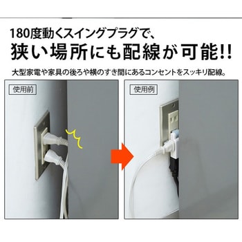 すき間コンセントタップ 3個口 アイメディア
