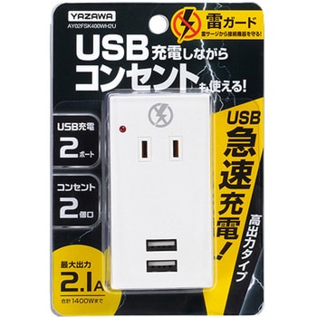 1009104 雷ガード・USBタップ2個口2ポート 1個 アイメディア 【通販