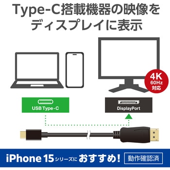 Type-C変換ケーブル タイプC-DisplayPort 4K対応 ブラック エレコム