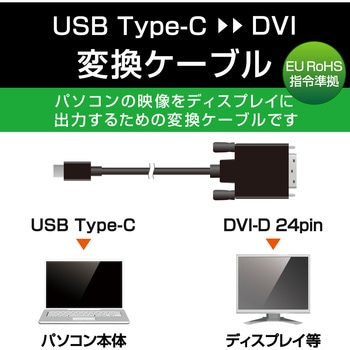 Type-C変換ケーブル タイプC-DVI ミラーリング対応 ブラック エレコム